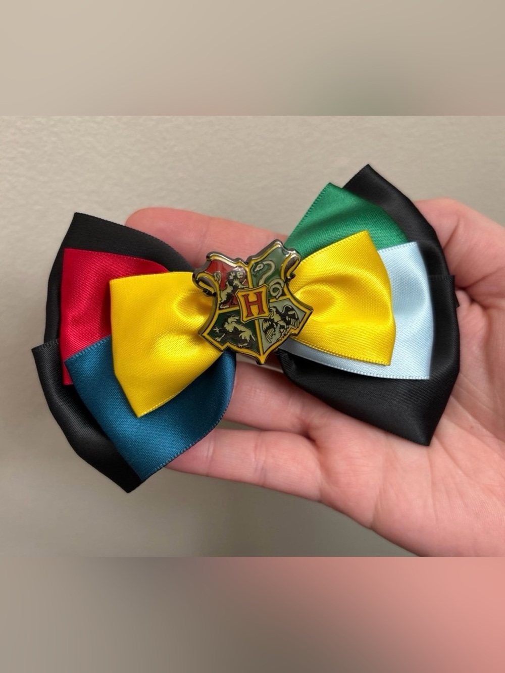 Harry Potter Multi-Color Hogwarts Satin Bow Hair Clip
